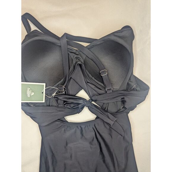 👙 NWT Eomenie Tummy Control Cutout High Waisted Wrap Tie Back 1PC Swimsuit L - Picture 7 of 8